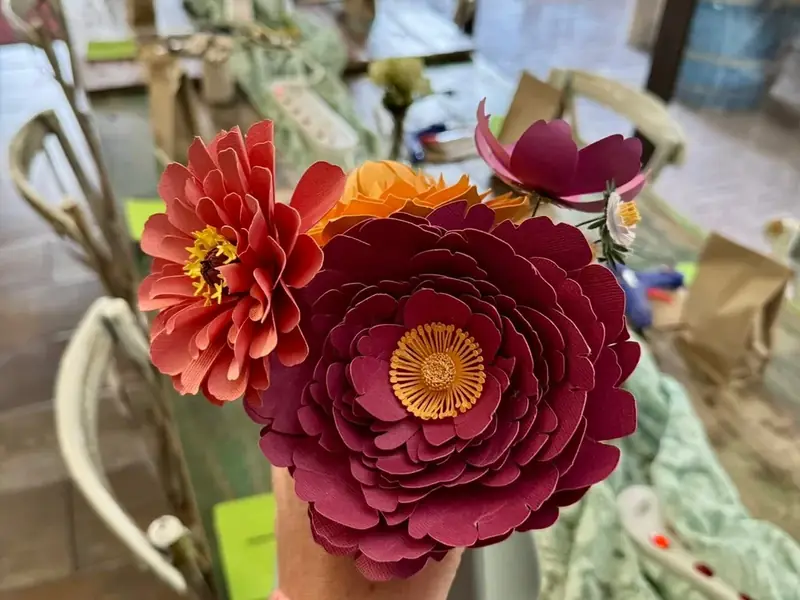 Anelli's Social Club paper flower craft get-together