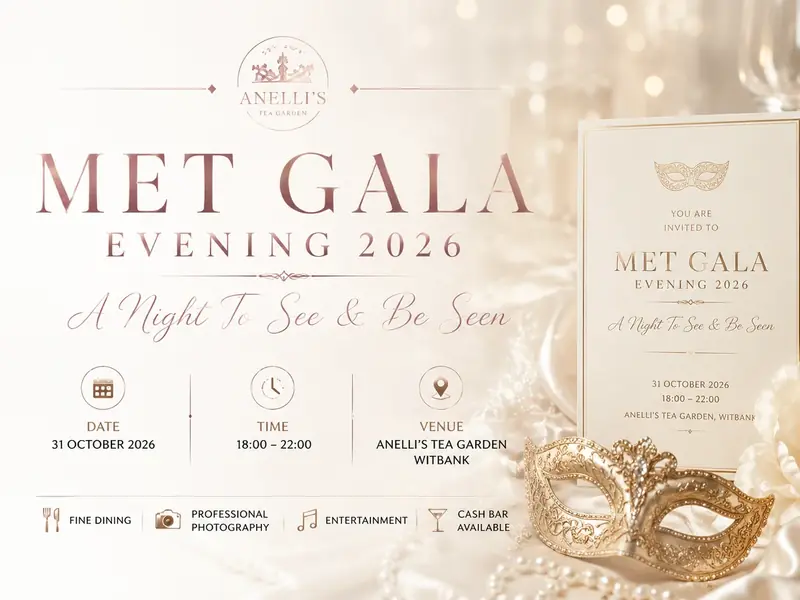 Met Gala Evening 2026 invitation — Anelli's Tea Garden