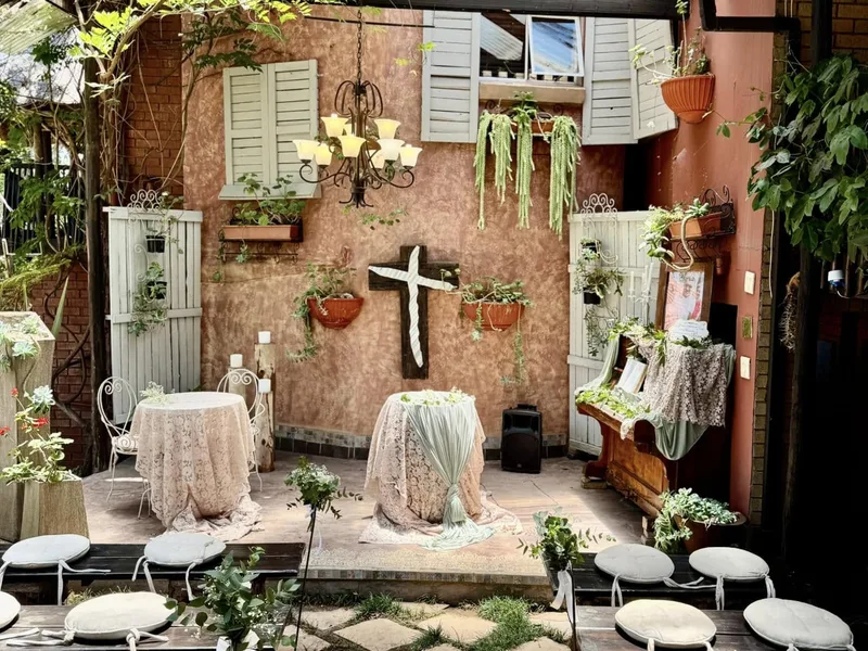 A real wedding chapel set-up at Anelli's Tea Garden